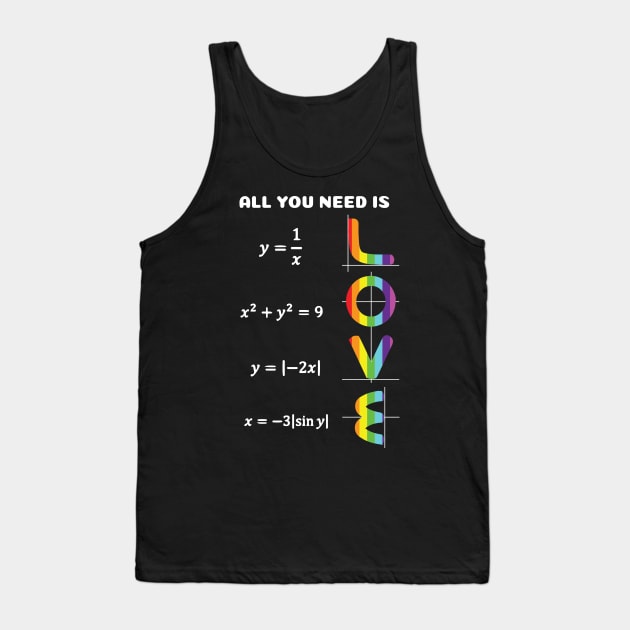 All you need is LOVE LGBT Math Tank Top by Geektopia